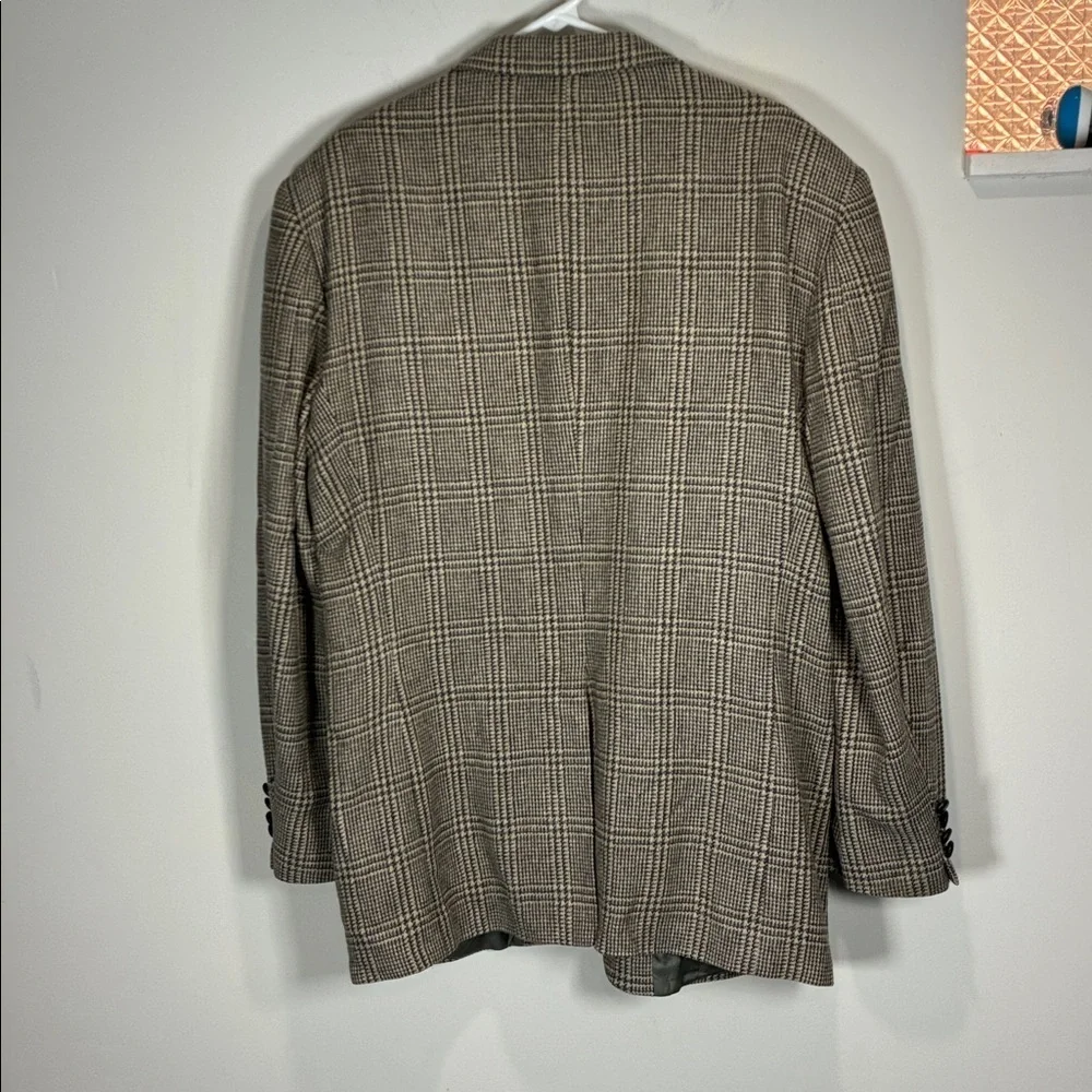 Saville Row Varsity Club Vintage 100% Wool Blazer Brown Plaid Sport Coat Men’s
